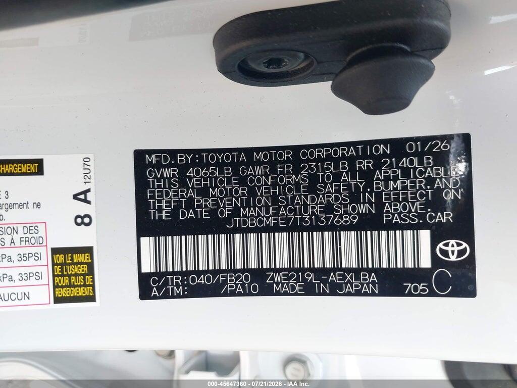 JTDBCMFE7T3137689 2026 TOYOTA COROLLA HYBRID photo no. 9