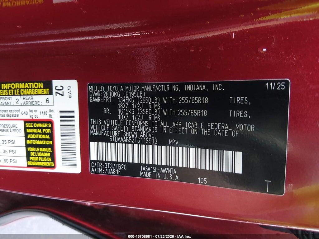5TDAAAB52TS115913 2026 TOYOTA GRAND HIGHLANDER photo no. 9