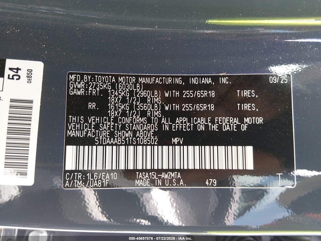 5TDAAAB51TS108502 2026 TOYOTA GRAND HIGHLANDER photo no. 9