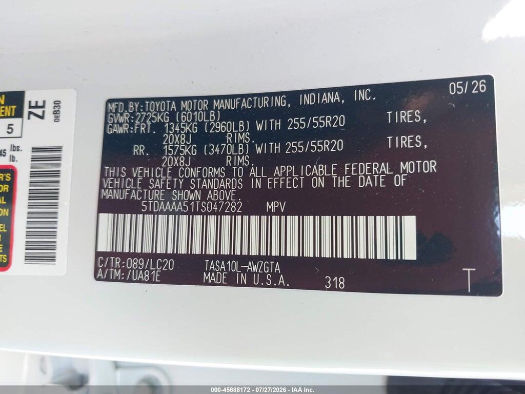 5TDAAAA51TS047282 2026 TOYOTA GRAND HIGHLANDER photo no. 9
