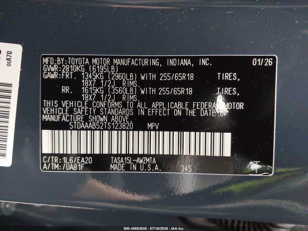 5TDAAAB52TS123820 2026 TOYOTA GRAND HIGHLANDER photo no. 9