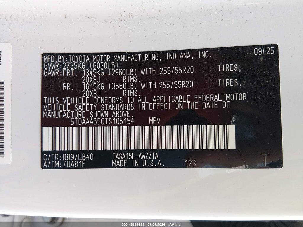 5TDAAAB50TS105154 2026 TOYOTA GRAND HIGHLANDER photo no. 9