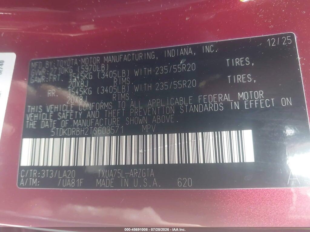 5TDKDRBH2TS603571 2026 TOYOTA HIGHLANDER photo no. 9