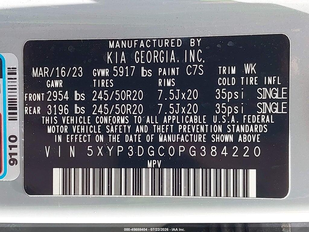 5XYP3DGC0PG384220 2023 KIA TELLURIDE photo no. 9
