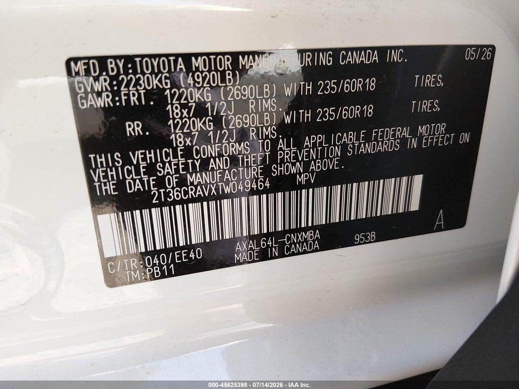 2T36CRAVXTW049464 2026 TOYOTA RAV4 photo no. 9
