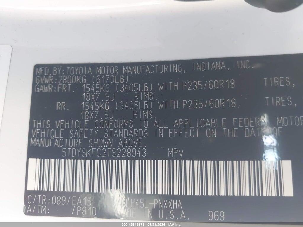 5TDYSKFC3TS228943 2026 TOYOTA SIENNA photo no. 9