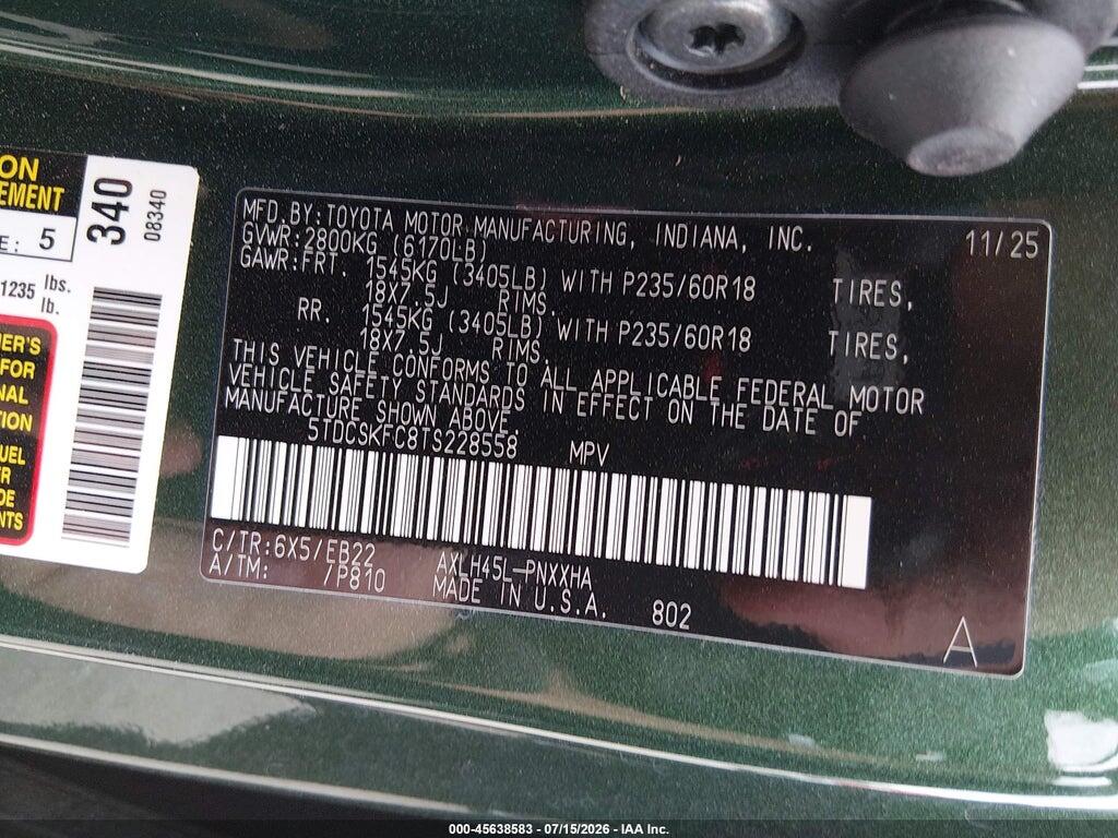 5TDCSKFC8TS228558 2026 TOYOTA SIENNA photo no. 8