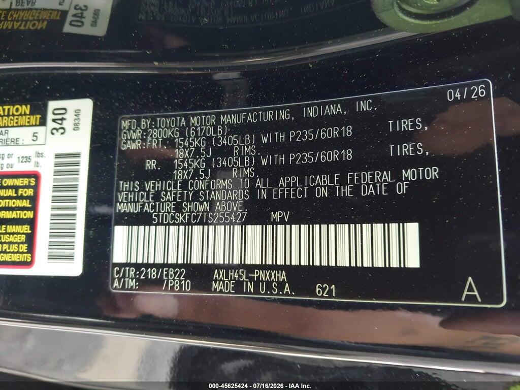 5TDCSKFC7TS255427 2026 TOYOTA SIENNA photo no. 9