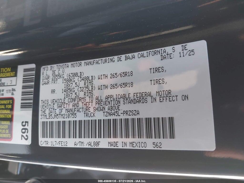 3TMLB5JN5TM210755 2026 TOYOTA TACOMA photo no. 9