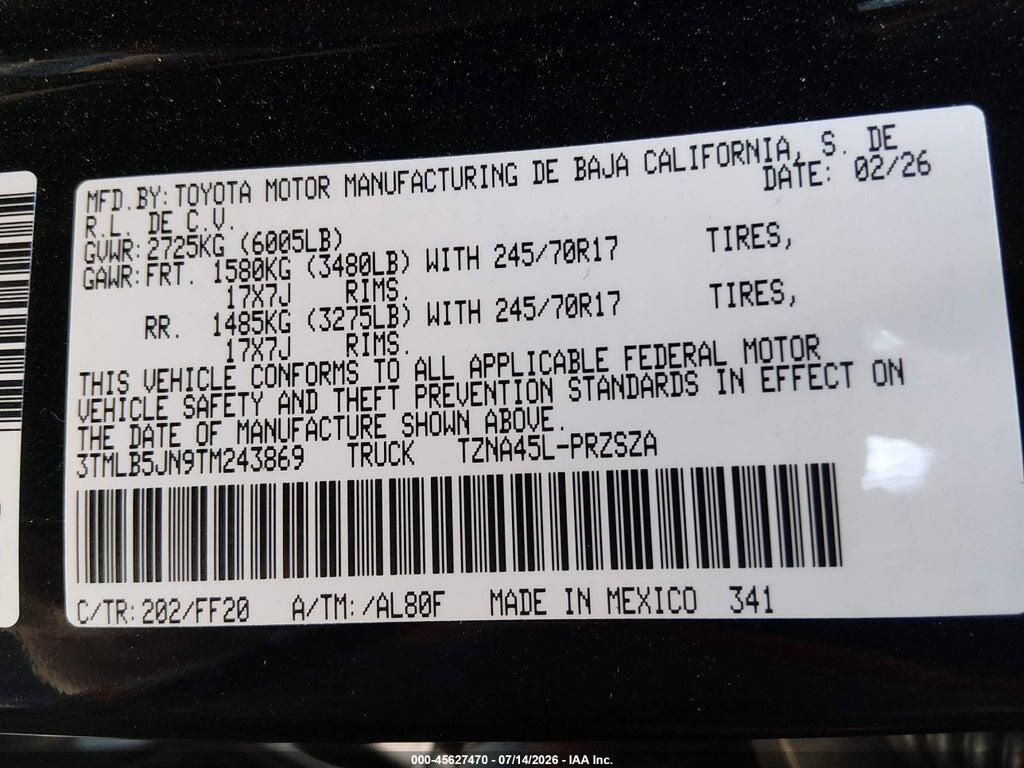 3TMLB5JN9TM243869 2026 TOYOTA TACOMA photo no. 9