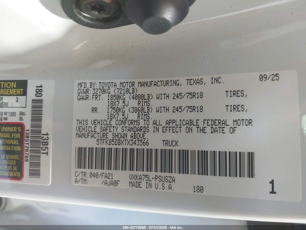 5TFKB5DBXTX343566 2026 TOYOTA TUNDRA photo no. 9