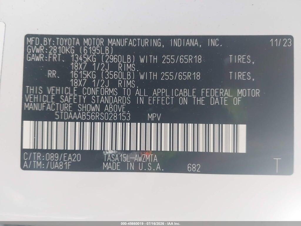 5TDAAAB56RS028153 2024 TOYOTA GRAND HIGHLANDER photo no. 9