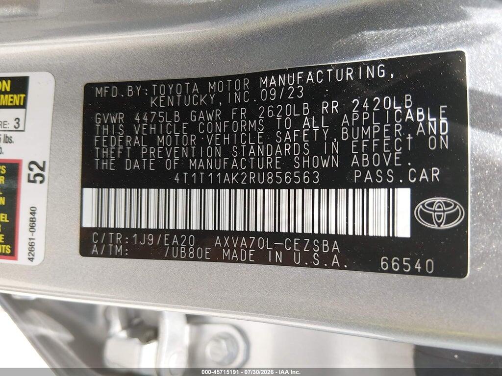 4T1T11AK2RU856563 2024 TOYOTA CAMRY photo no. 9