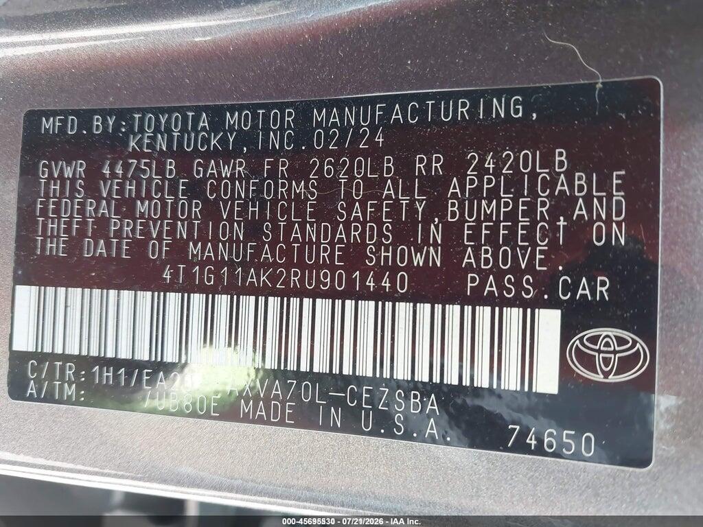 4T1G11AK2RU901440 2024 TOYOTA CAMRY photo no. 9