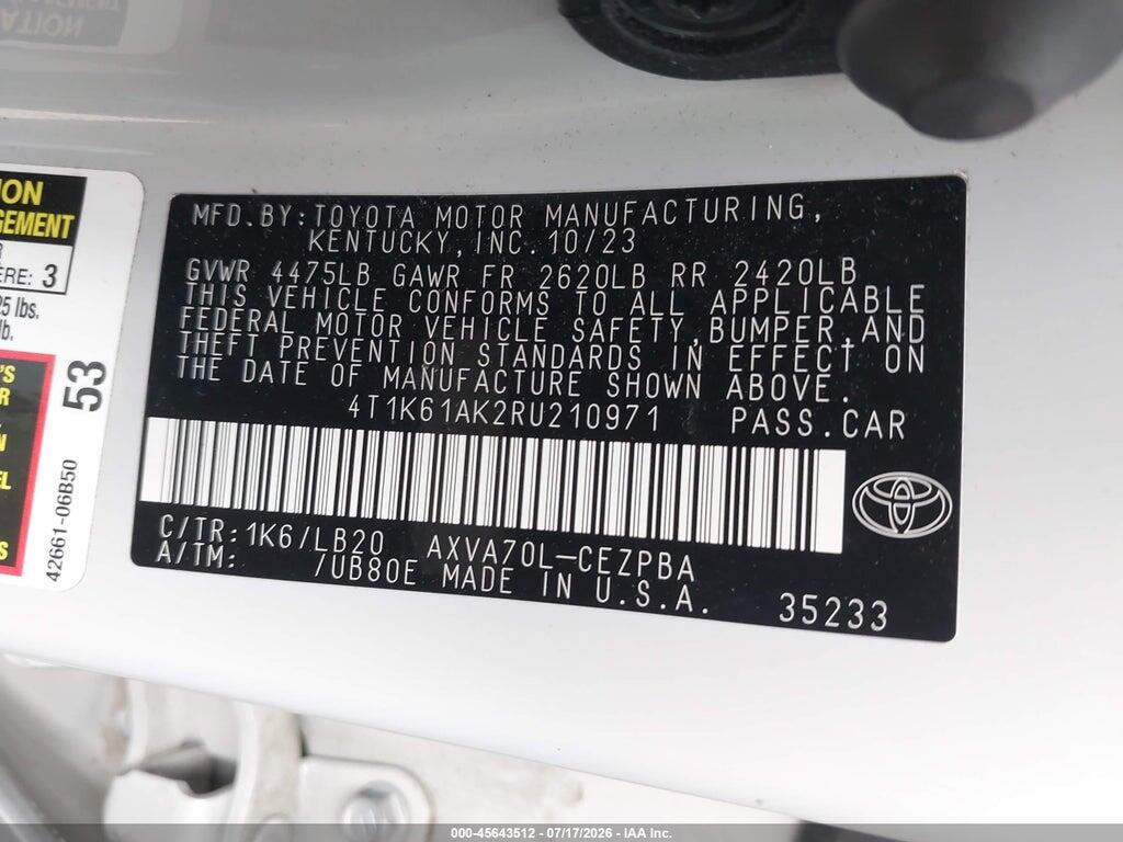 4T1K61AK2RU210971 2024 TOYOTA CAMRY photo no. 9