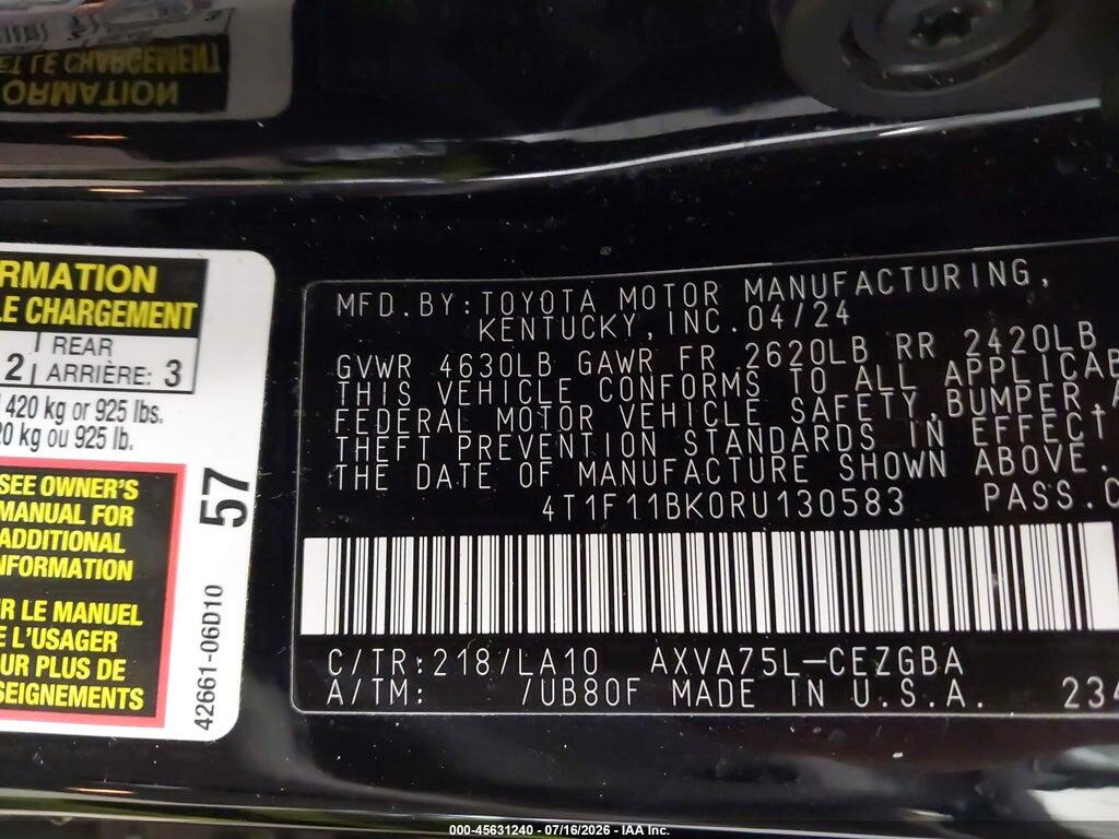 4T1F11BK0RU130583 2024 TOYOTA CAMRY photo no. 9