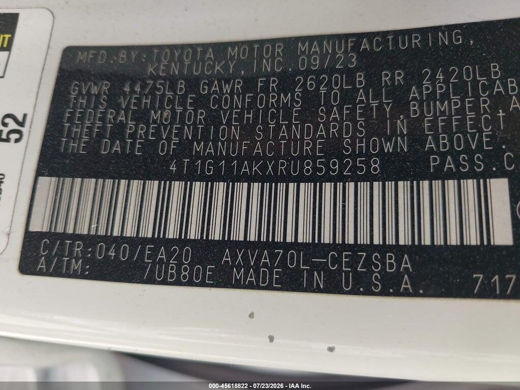 4T1G11AKXRU859258 2024 TOYOTA CAMRY photo no. 9