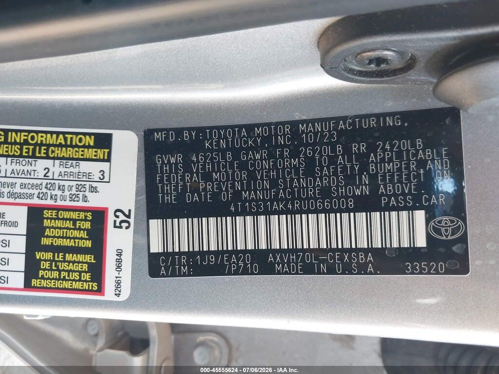 4T1S31AK4RU066008 2024 TOYOTA CAMRY HYBRID photo no. 9