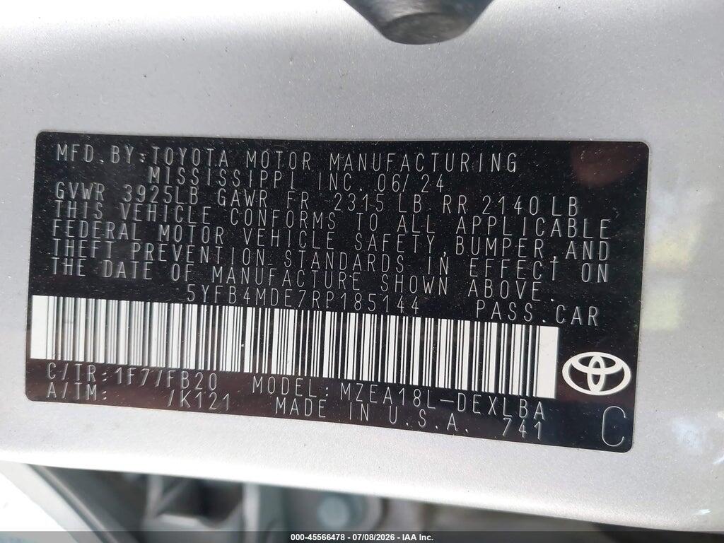 5YFB4MDE7RP185144 2024 TOYOTA COROLLA photo no. 9