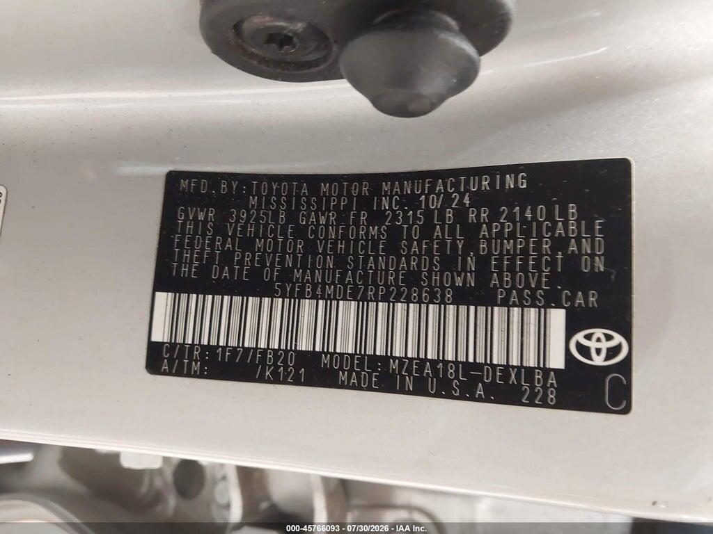 5YFB4MDE7RP228638 2024 TOYOTA COROLLA photo no. 9