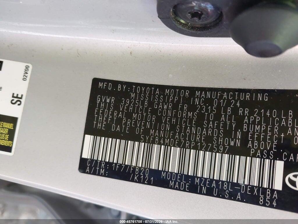 5YFB4MDE7RP127597 2024 TOYOTA COROLLA photo no. 9