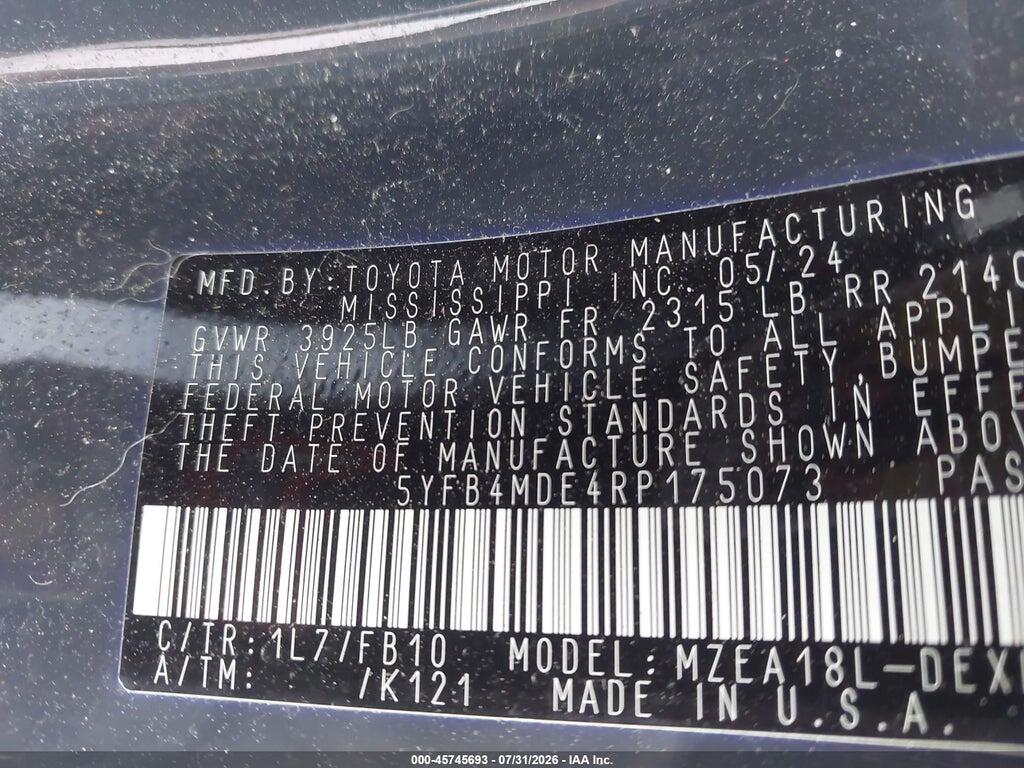 5YFB4MDE4RP175073 2024 TOYOTA COROLLA photo no. 9