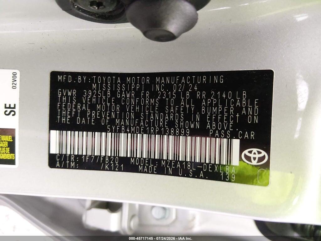 5YFB4MDE1RP138899 2024 TOYOTA COROLLA photo no. 9