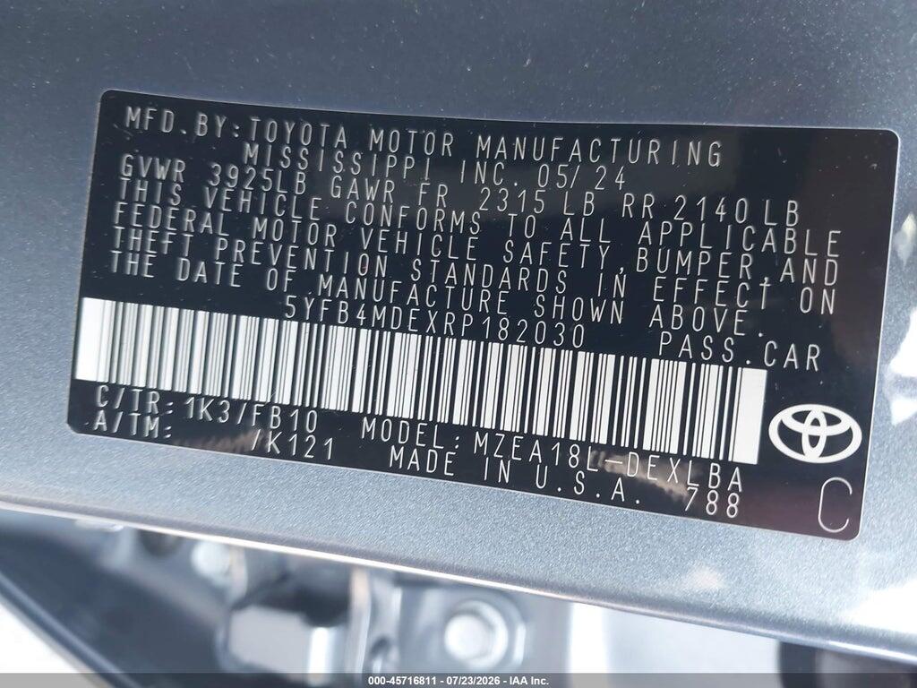 5YFB4MDEXRP182030 2024 TOYOTA COROLLA photo no. 9