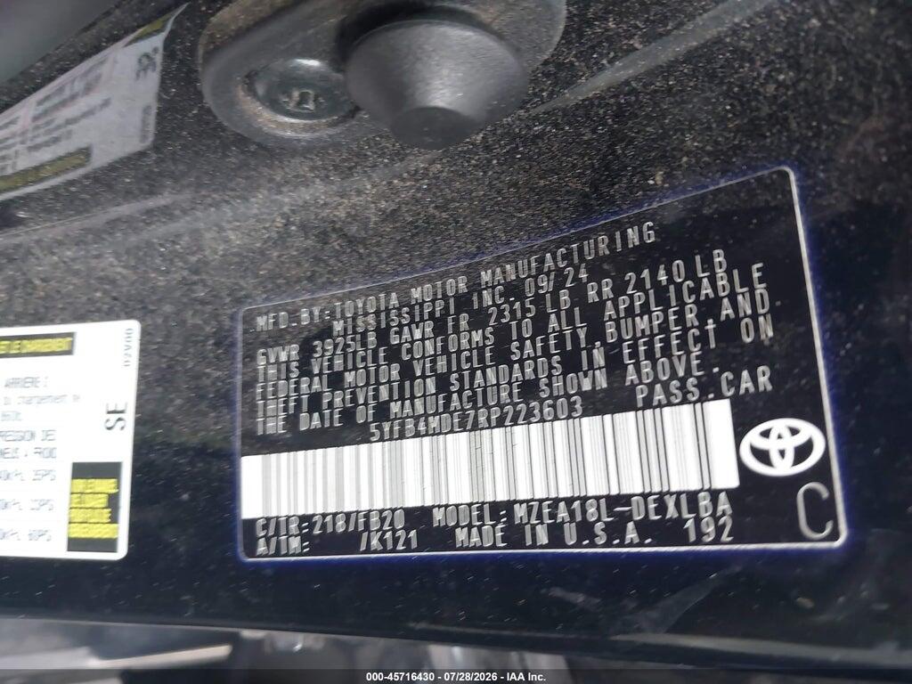 5YFB4MDE7RP223603 2024 TOYOTA COROLLA photo no. 9