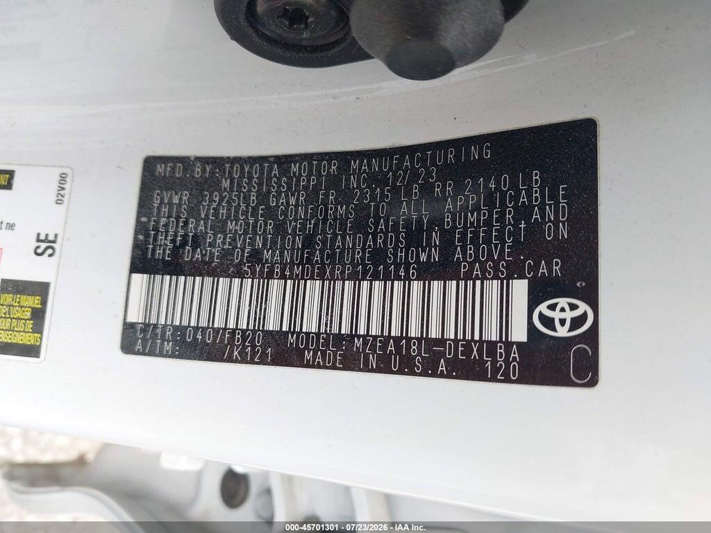 5YFB4MDEXRP121146 2024 TOYOTA COROLLA photo no. 9