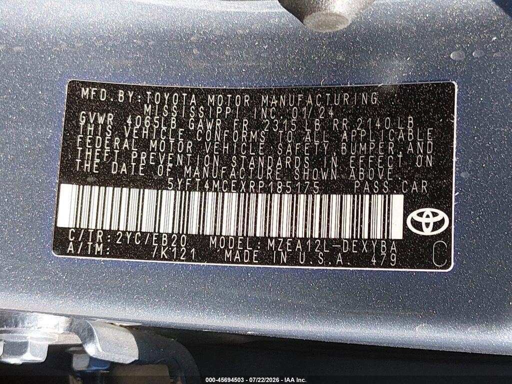 5YFT4MCEXRP185175 2024 TOYOTA COROLLA photo no. 9