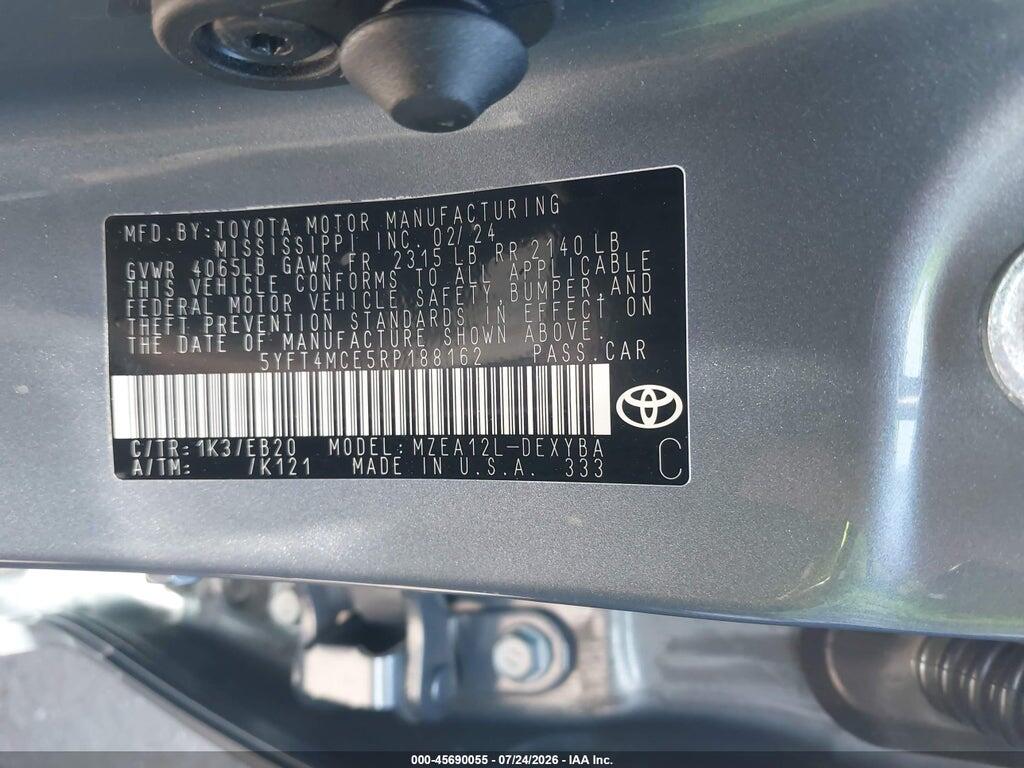 5YFT4MCE5RP188162 2024 TOYOTA COROLLA photo no. 9