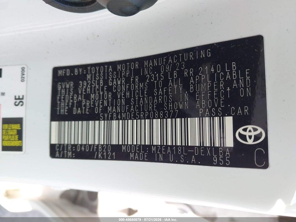 5YFB4MDE5RP088377 2024 TOYOTA COROLLA photo no. 9