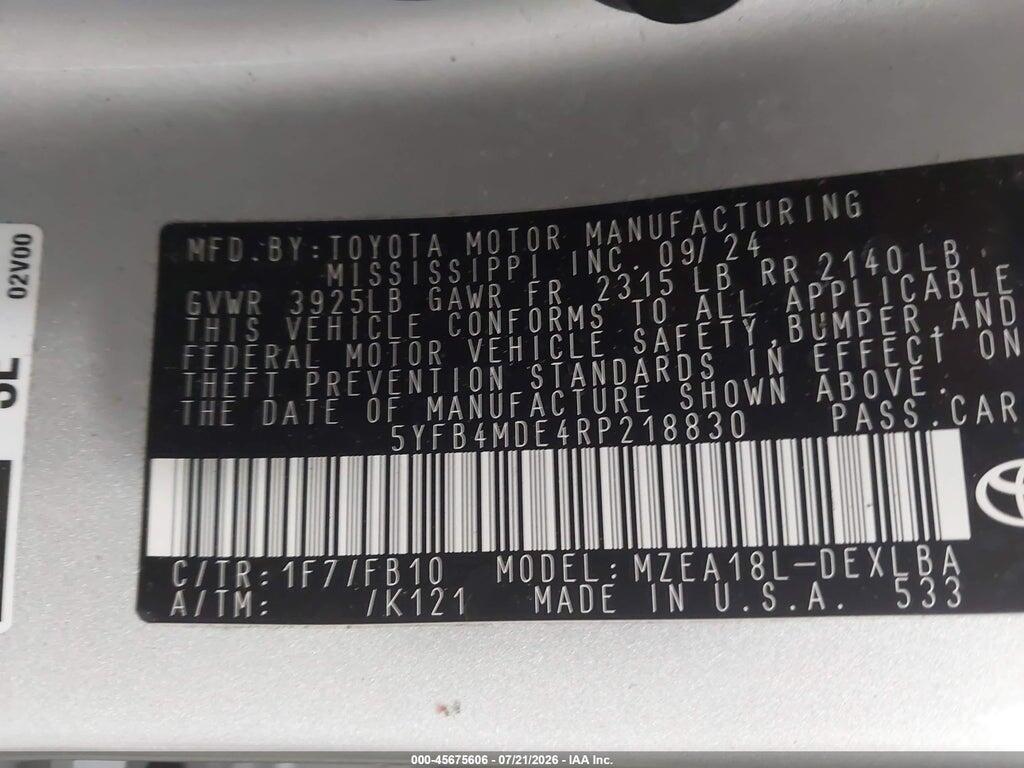 5YFB4MDE4RP218830 2024 TOYOTA COROLLA photo no. 9
