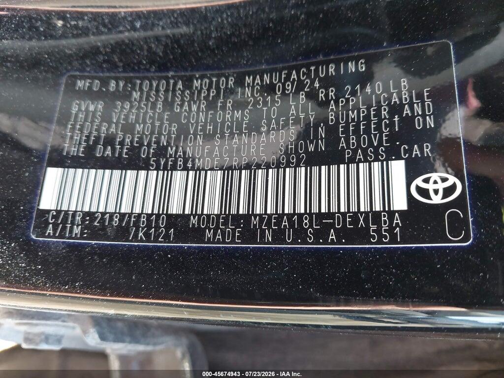 5YFB4MDE7RP220992 2024 TOYOTA COROLLA photo no. 9