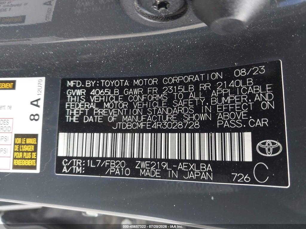 JTDBCMFE4R3028728 2024 TOYOTA COROLLA photo no. 9