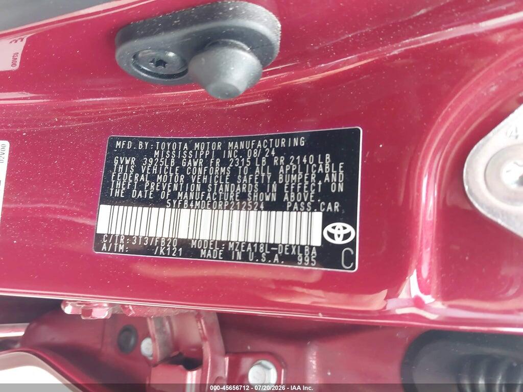 5YFB4MDE0RP212524 2024 TOYOTA COROLLA photo no. 9