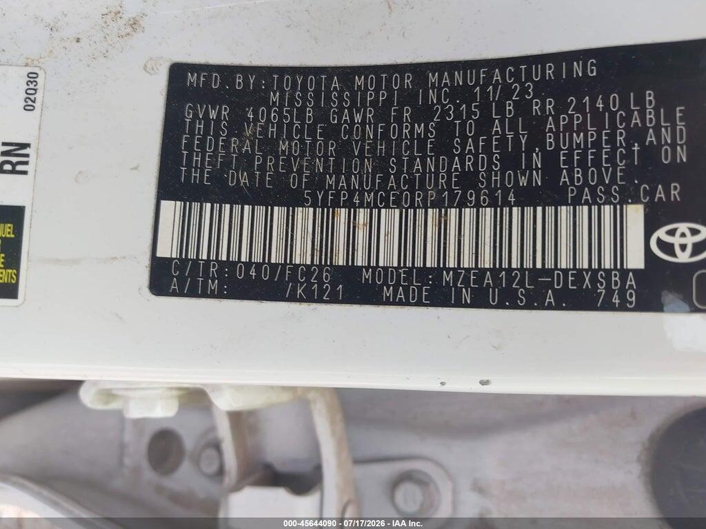 5YFP4MCE0RP179614 2024 TOYOTA COROLLA photo no. 9