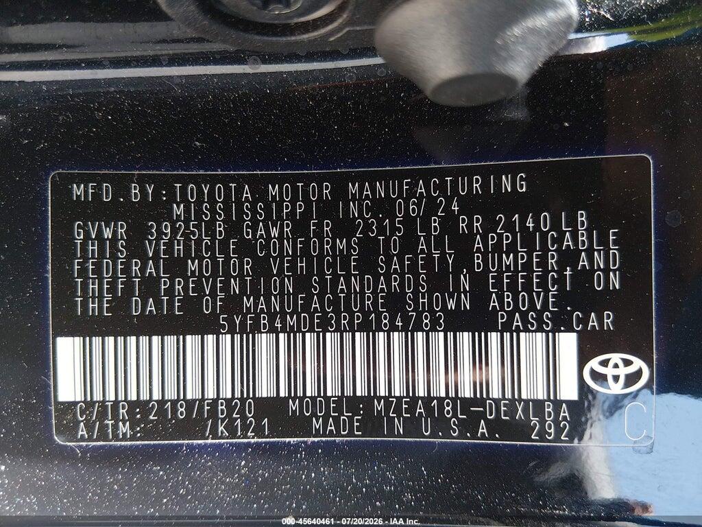 5YFB4MDE3RP184783 2024 TOYOTA COROLLA photo no. 9