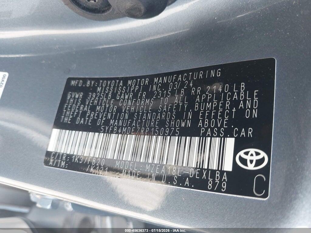 5YFB4MDE7RP150975 2024 TOYOTA COROLLA photo no. 9