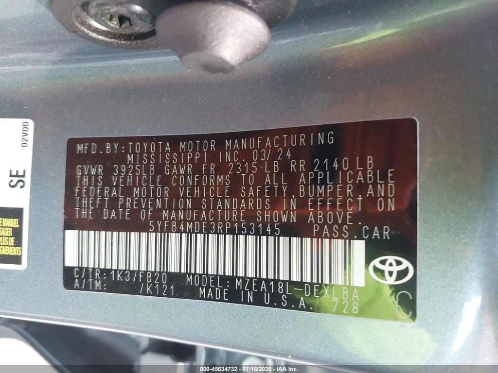 5YFB4MDE3RP153145 2024 TOYOTA COROLLA photo no. 9