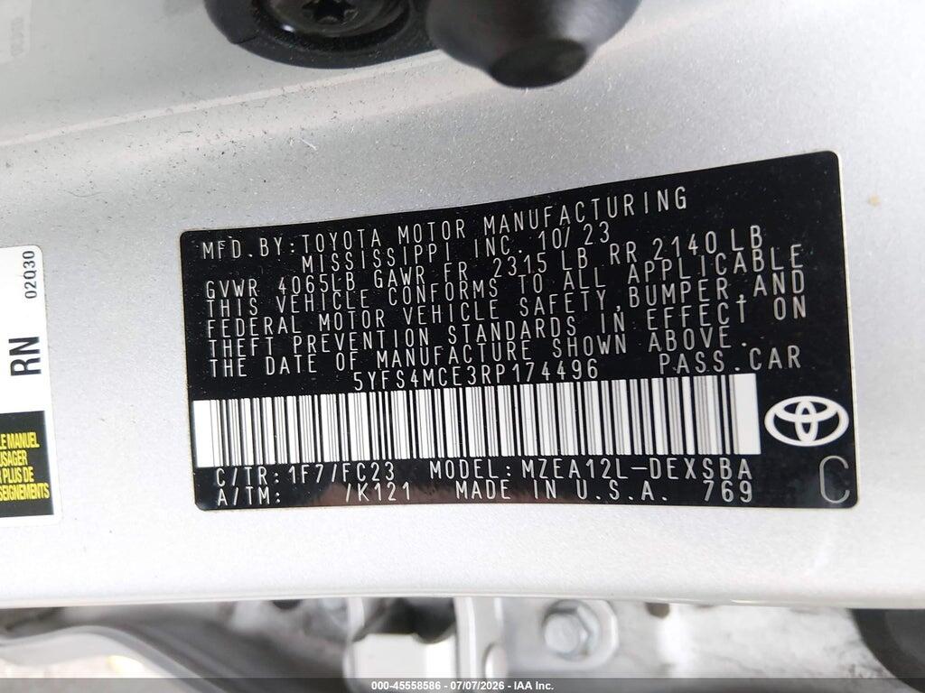 5YFS4MCE3RP174496 2024 TOYOTA COROLLA photo no. 9