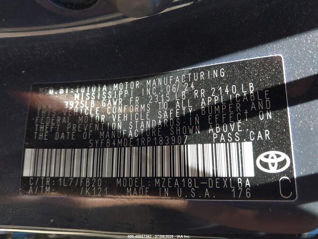 5YFB4MDE1RP183907 2024 TOYOTA COROLLA photo no. 9