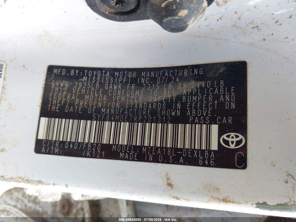 5YFB4MDE7RP201312 2024 TOYOTA COROLLA photo no. 9