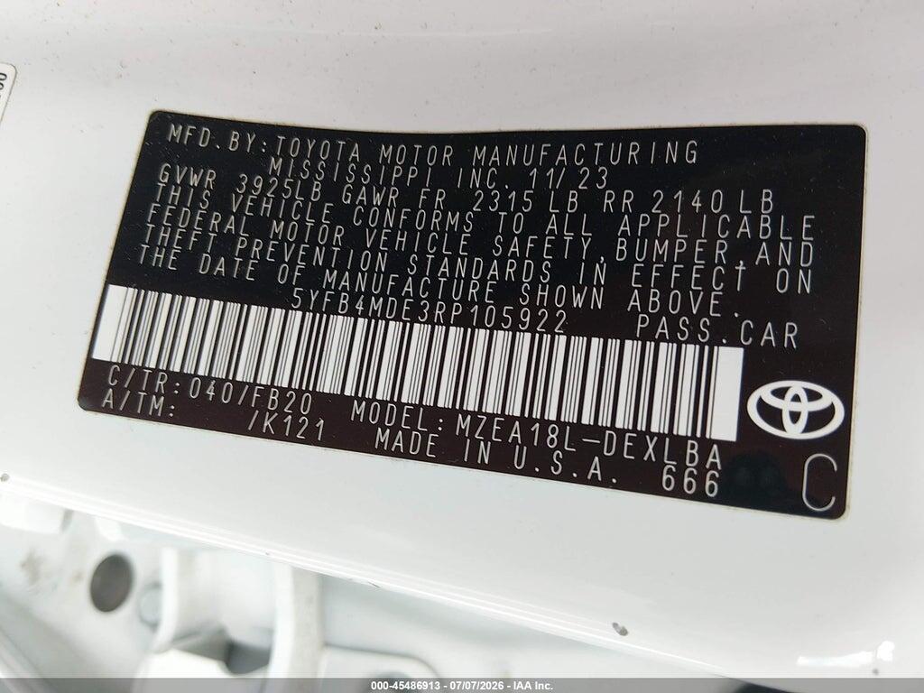 5YFB4MDE3RP105922 2024 TOYOTA COROLLA photo no. 8