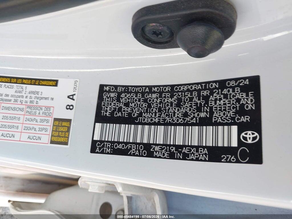 JTDBCMFE7R3067541 2024 TOYOTA COROLLA photo no. 9
