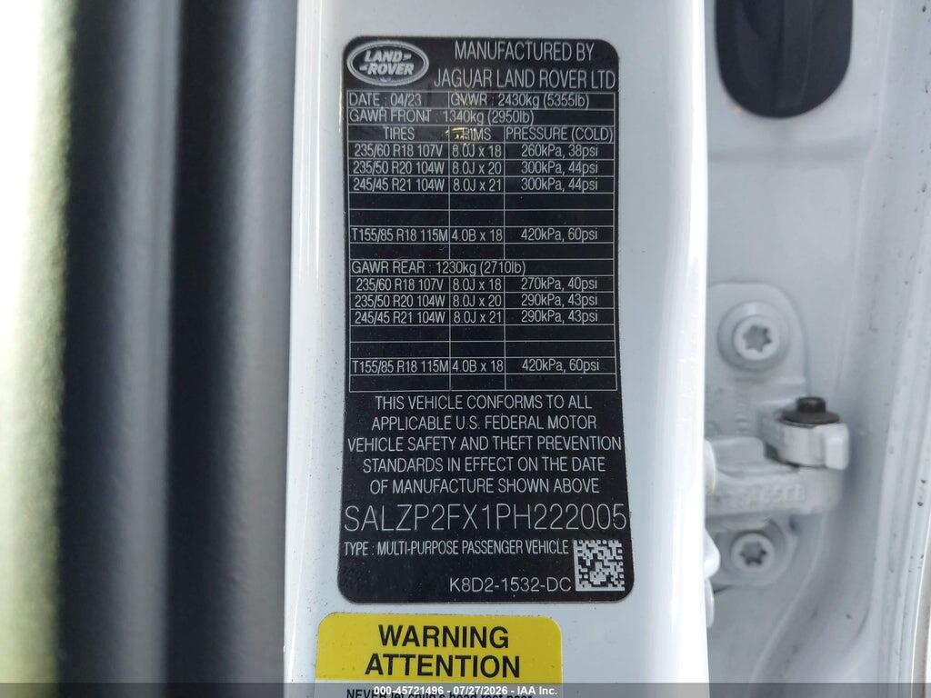 SALZP2FX1PH222005 2023 LAND ROVER RANGE ROVER EVOQUE photo no. 9