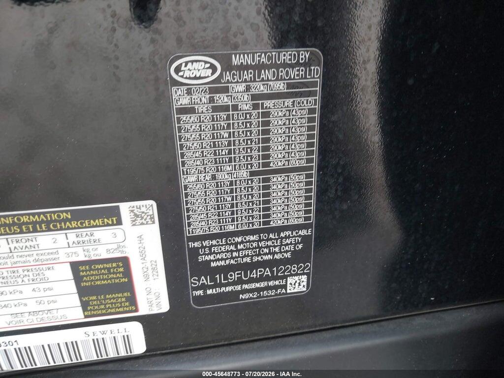 SAL1L9FU4PA122822 2023 LAND ROVER RANGE ROVER SPORT photo no. 9