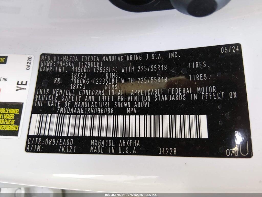 7MUDAAAG1RV096088 2024 TOYOTA COROLLA CROSS photo no. 9