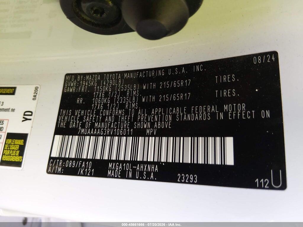 7MUAAAAG3RV106011 2024 TOYOTA COROLLA CROSS photo no. 9